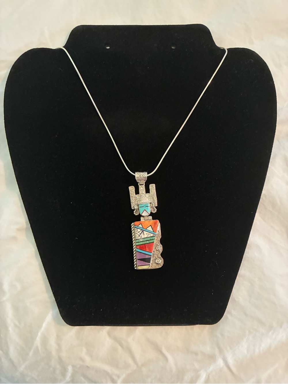 Authentic Kachina sterling silver pendant necklace